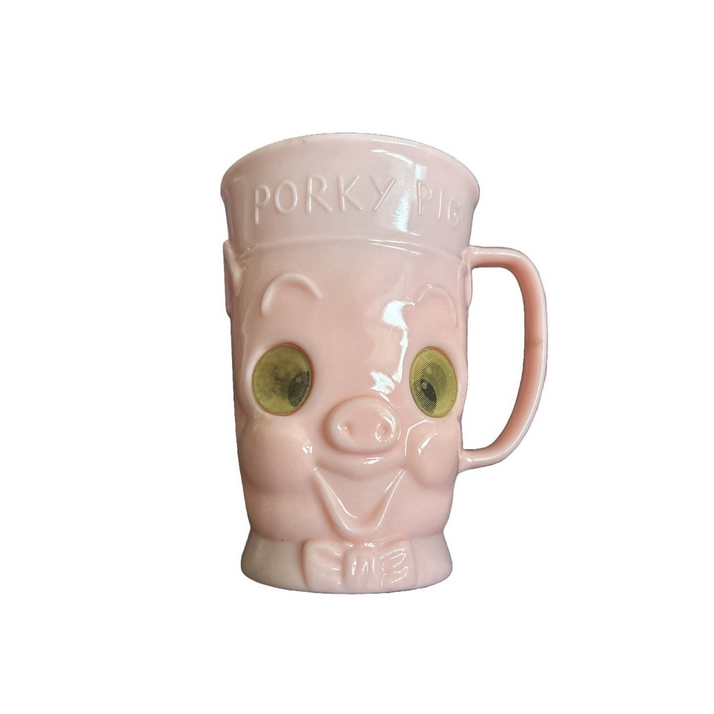 PORKY PIG Pink Plastic Cup w/ FLICKER EYES